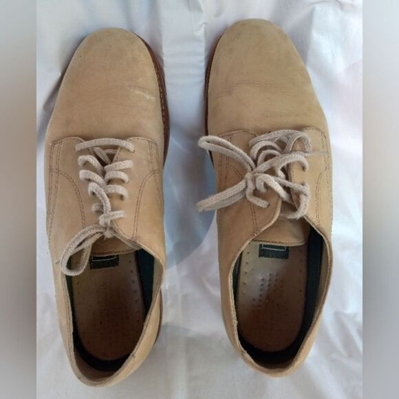 LL Bean Oxford Shoes Beige Leather Suede Vibram 12 main image 4
